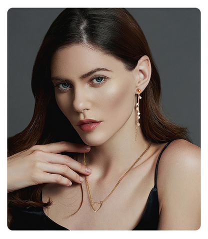 String Beads Pearl Gold Plated Sterling Silver Drop Earrings