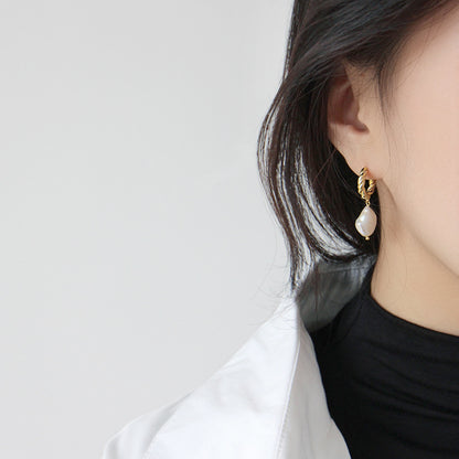 Sterling Silver Baroque Pearl Earrings for Women