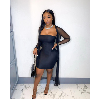 Hot Sexy See Through Net 2pcs Night Clubwear Dresses-STYLEGOING