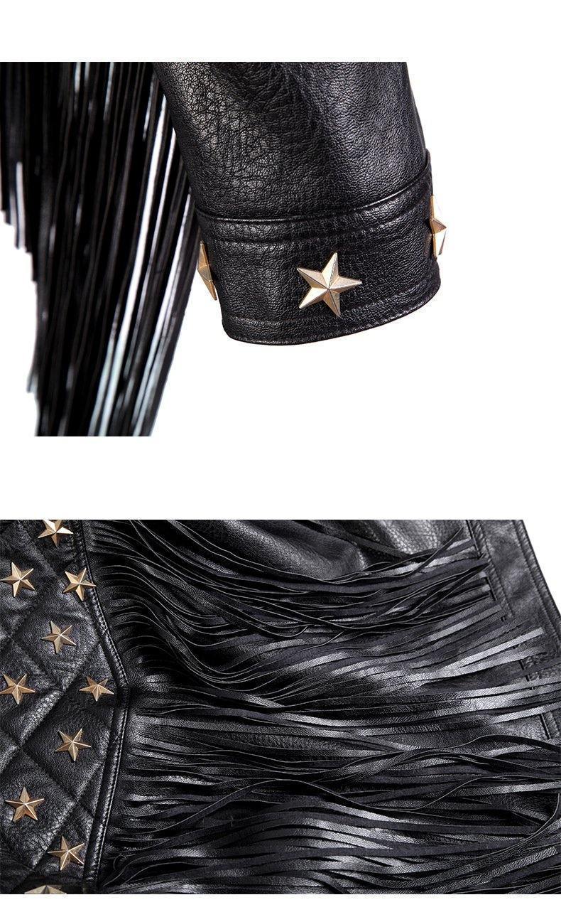 Balck Women Motorcycle Outerwear-STYLEGOING