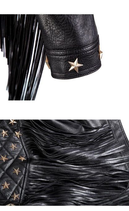 Balck Women Motorcycle Outerwear-STYLEGOING