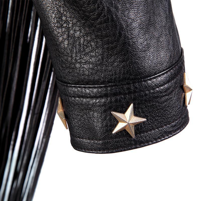 Balck Women Motorcycle Outerwear-STYLEGOING