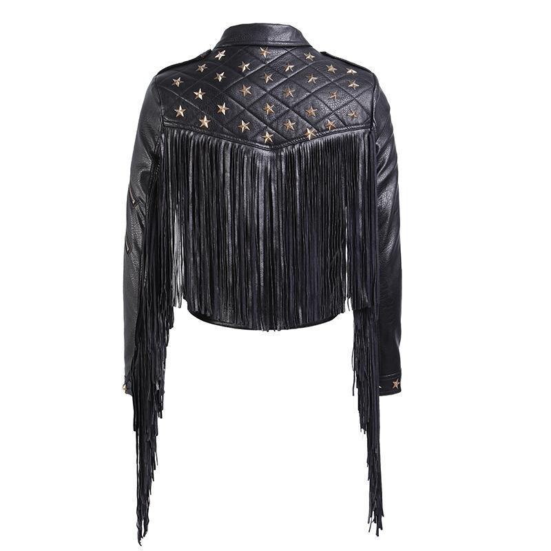 Balck Women Motorcycle Outerwear-STYLEGOING