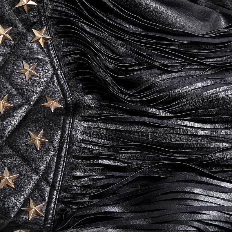 Balck Women Motorcycle Outerwear-STYLEGOING