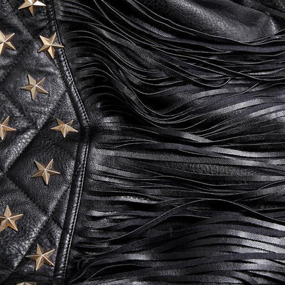 Balck Women Motorcycle Outerwear-STYLEGOING