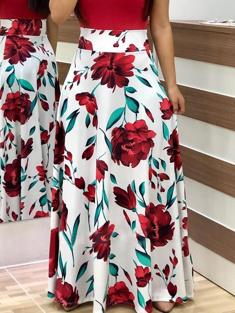 Elegant Plus Sizes Floral Print Plus Sizes Long Dresses