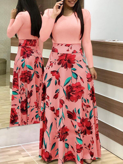 Elegant Plus Sizes Floral Print Plus Sizes Long Dresses