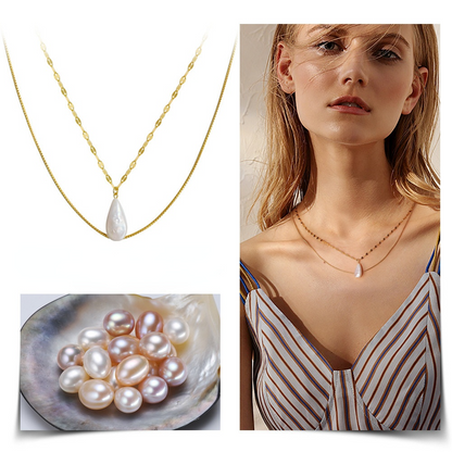 Water Drop Pearl Design Sterling Silver Necklaces