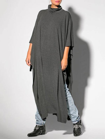 Black&Gray Lace-Up Split-Side Cape Outwear-STYLEGOING