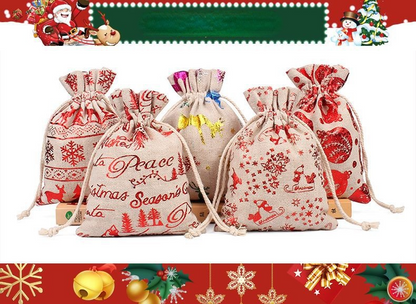 Merry Christmas Linen Candy Bag 50pcs/Set