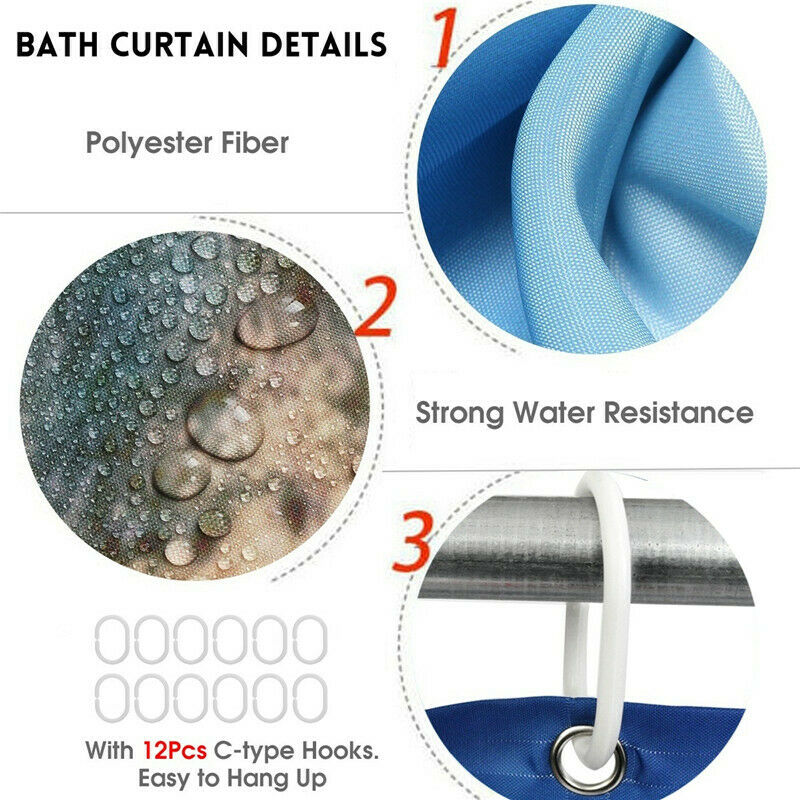 Cartoon Mermaid Design Shower Curtain Bathroom SetsNon-Slip Toilet Lid Cover