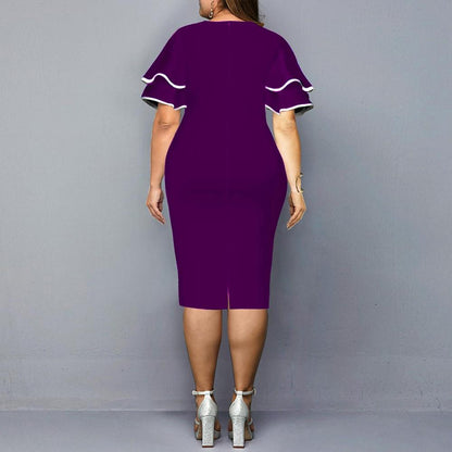 Women Plus Sizes Print Fall Dresses-STYLEGOING