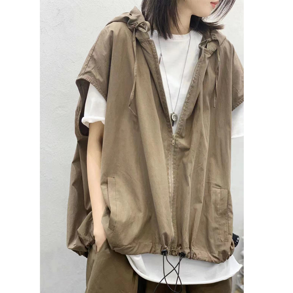 Women Linen Drawstring Leisure Fall Jacket-STYLEGOING