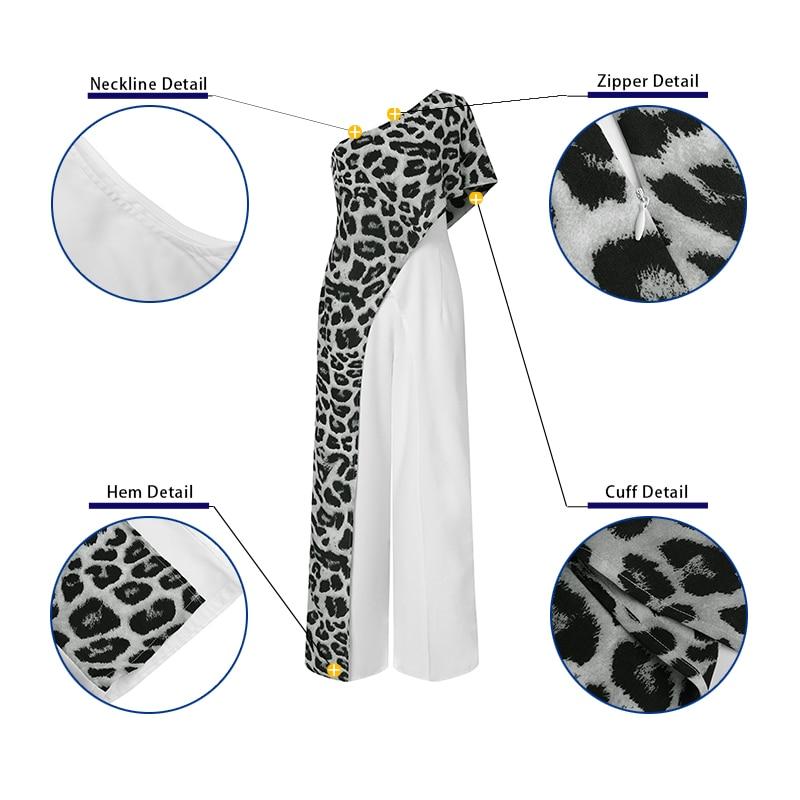 Sexy One Shoulder Leopard Print  Long Women Jumpsuits