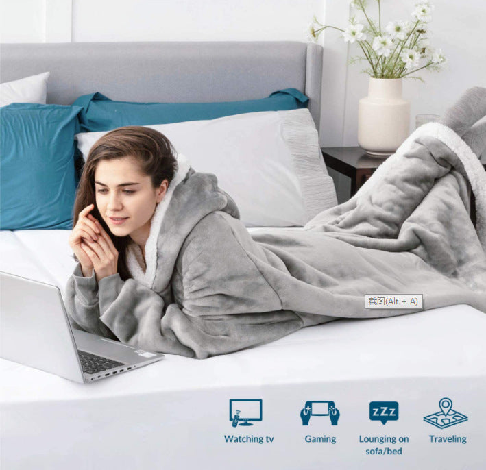 Witner Thick Warm Watching Tv Huggle Hoodies Sleepwear Throw Blanket