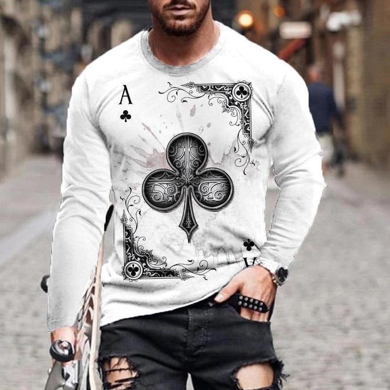Casual Men Poke Design Long Sleeves T Shirts