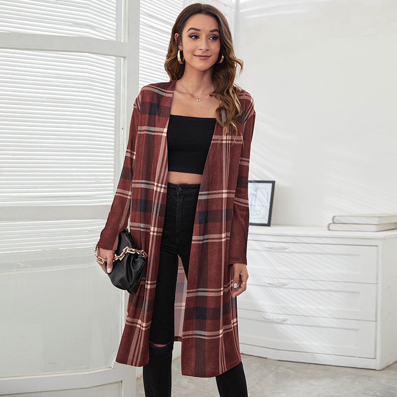 Leopard Print Knitted Long Coats Cardigan