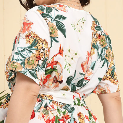 Women Floral Print Plus Sizes Dresses