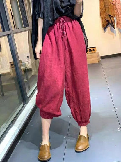 Vintage Linen Plus Sizes Women Harem Pants