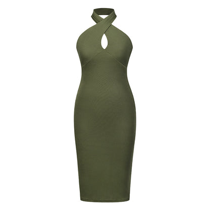 Sexy Halter Backless Knitted Midi Dresses