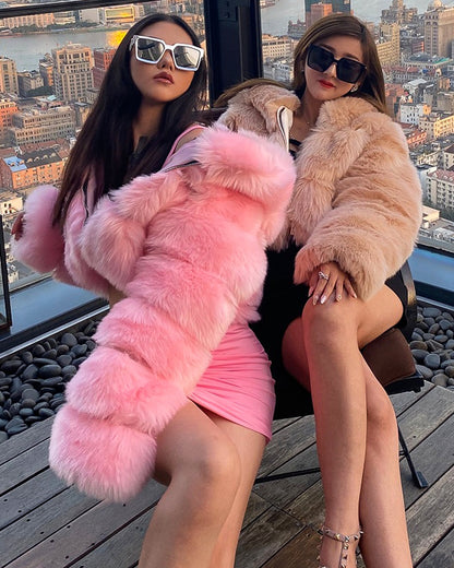 Fashion Artificial Faux Fur Short Overcoats for Women