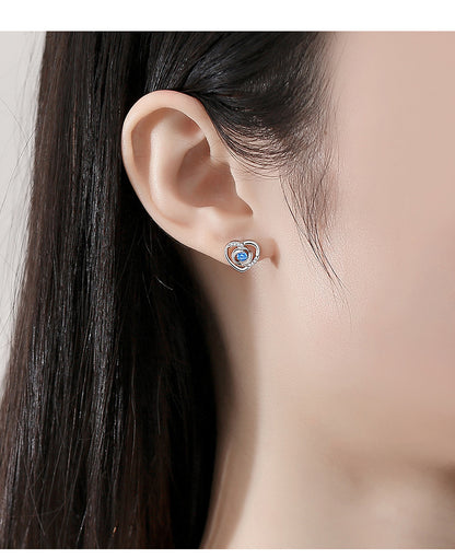 Cute Heart Shape Sterling Sliver Earring Studs
