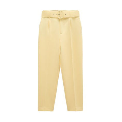 Women High Waist Casual Cropped Pants