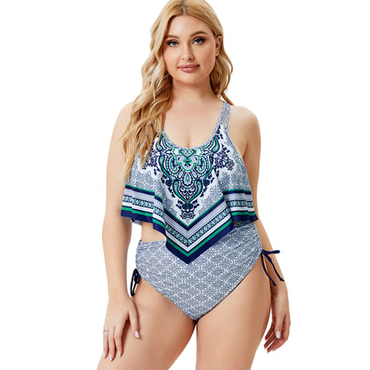 Blue Print Vintage Plus Sizes Summer Bikini Swimwear