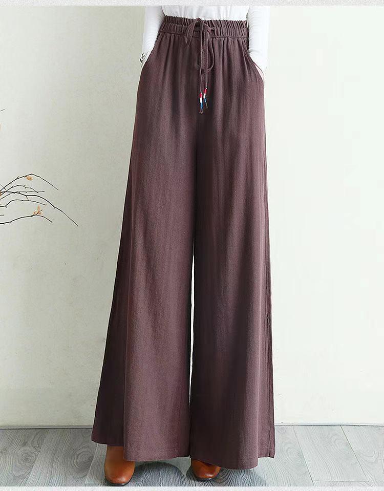 Women Linen Drawstring Summer Casual Pants-STYLEGOING
