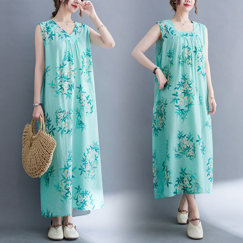 Casual Summer Linen Plus Sizes Sleeveless Dresses