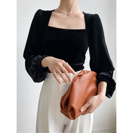Elegant Square Neck Women Pullover Shirts