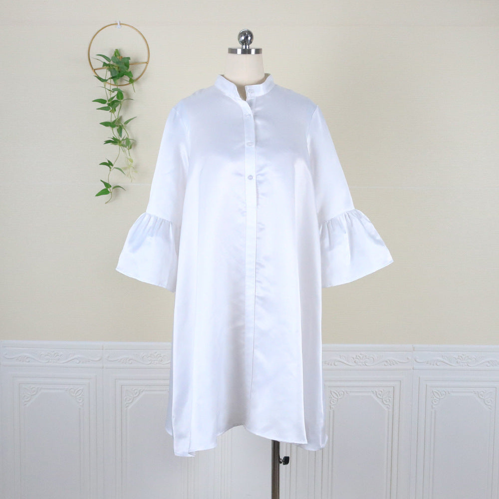 Women Stand Collar Plus Sizes Shirts Dresses
