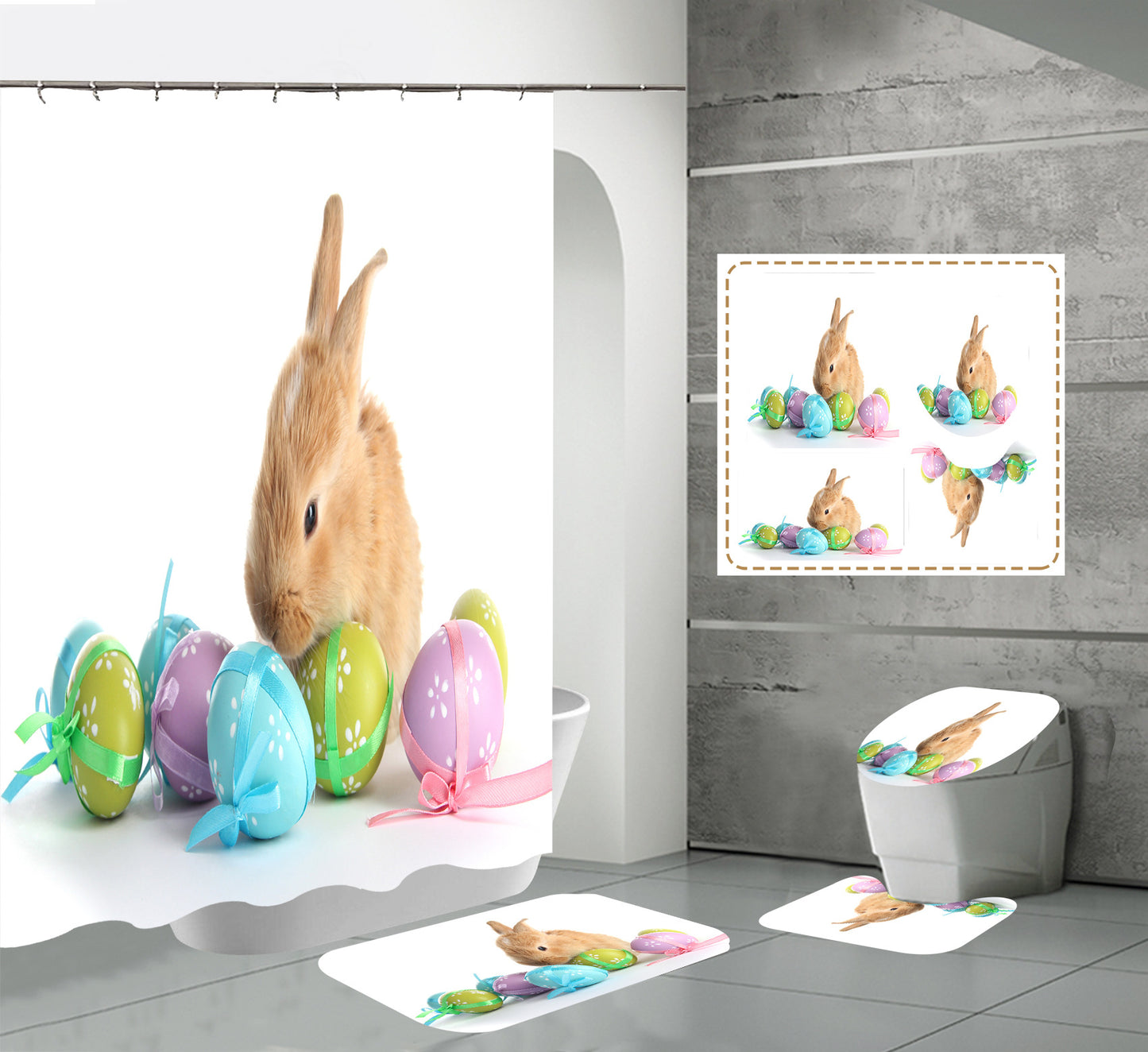 Happy Easter Day Shower Curtain Sets