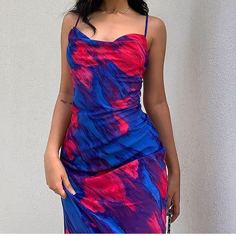 Women Summer Holiday Floral Print Midi Length Dresses-STYLEGOING