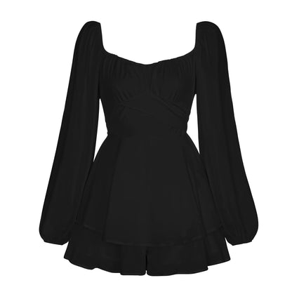Sexy Square Neckline Long Sleeves Women Mini Dresses