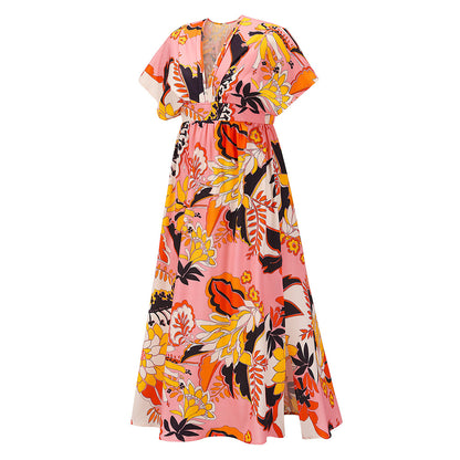 Summer Casual Bat Sleeves Beach Long Dresses
