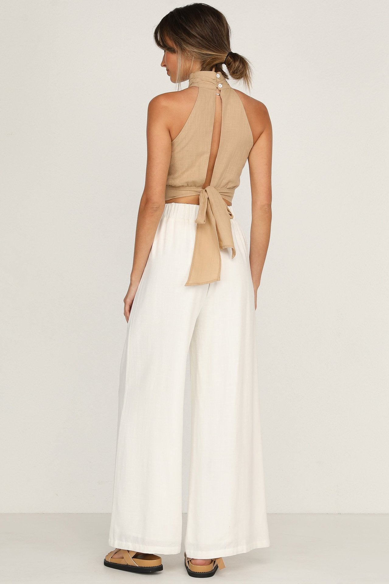 Sexy Summer High Neck Backless Lace Up Crop Top