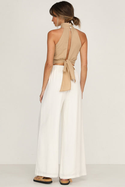 Sexy Summer High Neck Backless Lace Up Crop Top