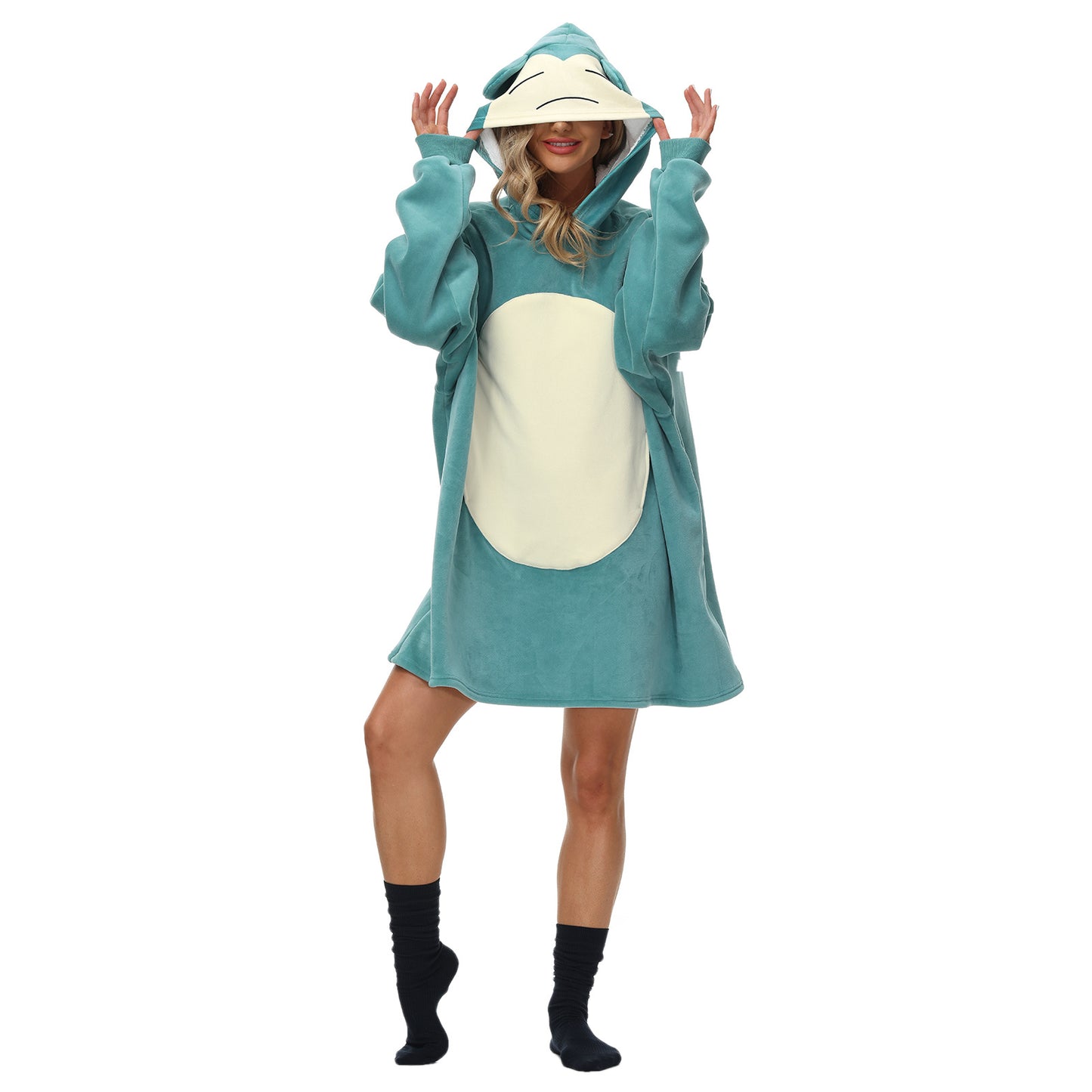 Rainbow Print Winter Warm Hoodies Wearable Sleepwear Blanket