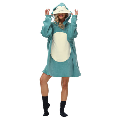 Rainbow Print Winter Warm Hoodies Wearable Sleepwear Blanket