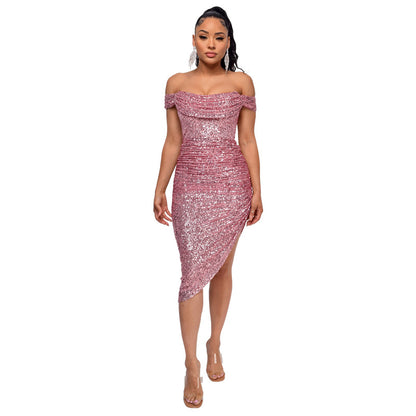 Sexy Off The Shoulder Sequined Mini Cocktail Dresses