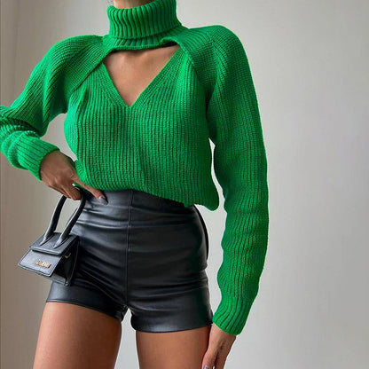 Casual Turtleneck Knitting Top Sweaters