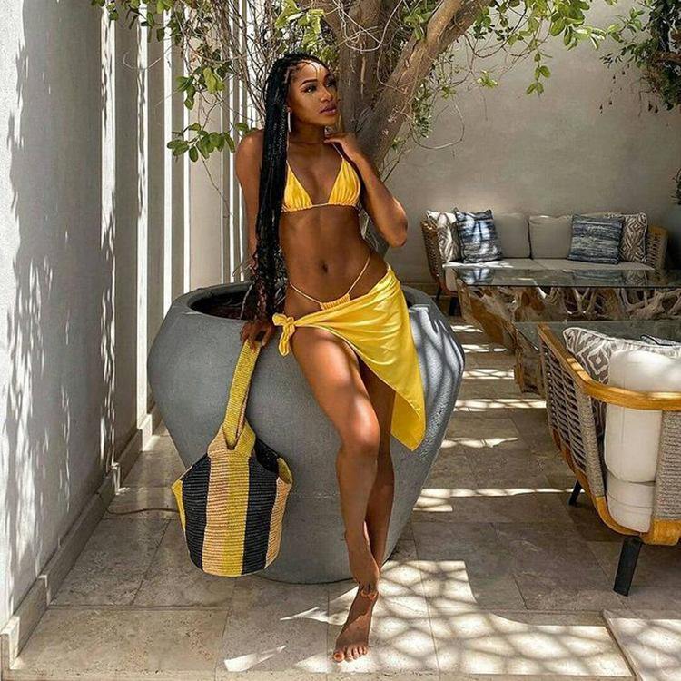 Yellow Sexy 3pcs Bikni Swimsuits-STYLEGOING