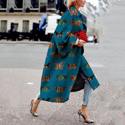 Classy Print Women Long Coats
