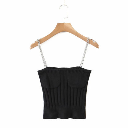 Autumn Women Knitted Straps&sweater Sets