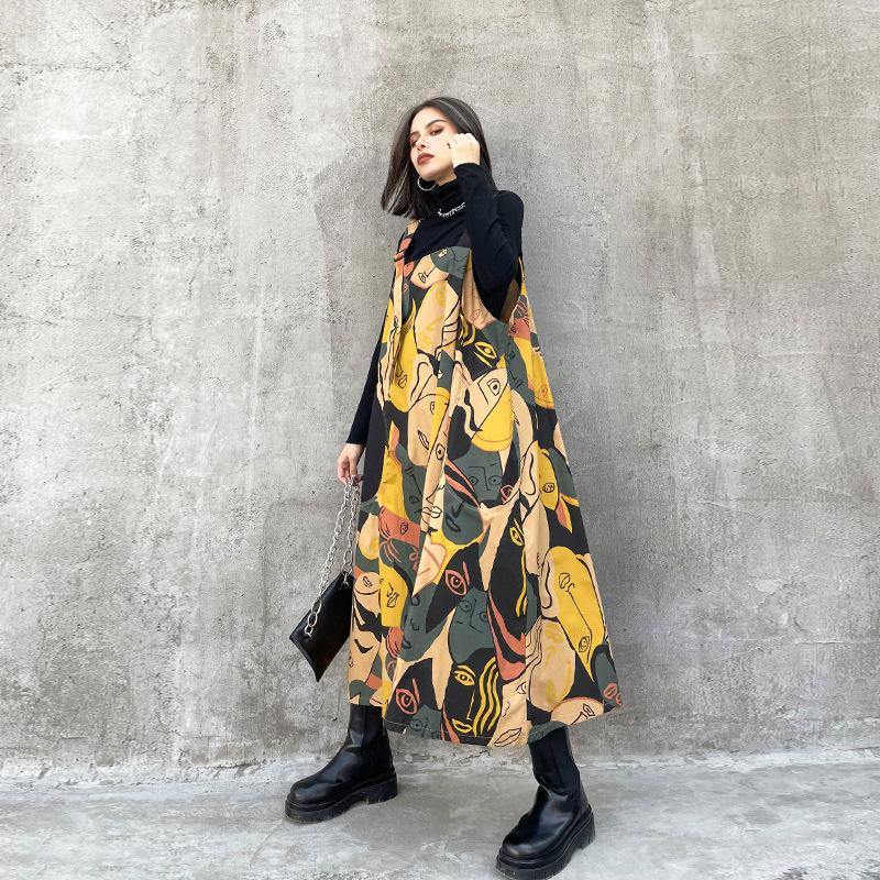 Retro Women Print Cozy Long Dresses-STYLEGOING