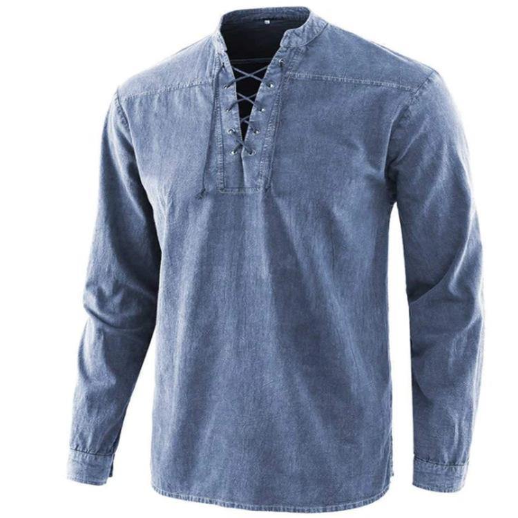 Vintage Men Casual Long Sleeves Shirts-STYLEGOING