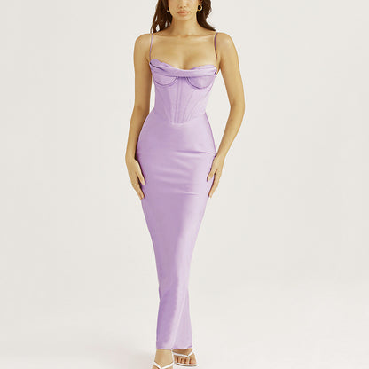 Sexy Satin Spaghetti Straps Long Dresses