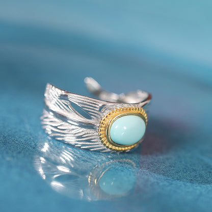 Luxury Vintage Feather Design Sliver Rings for Women