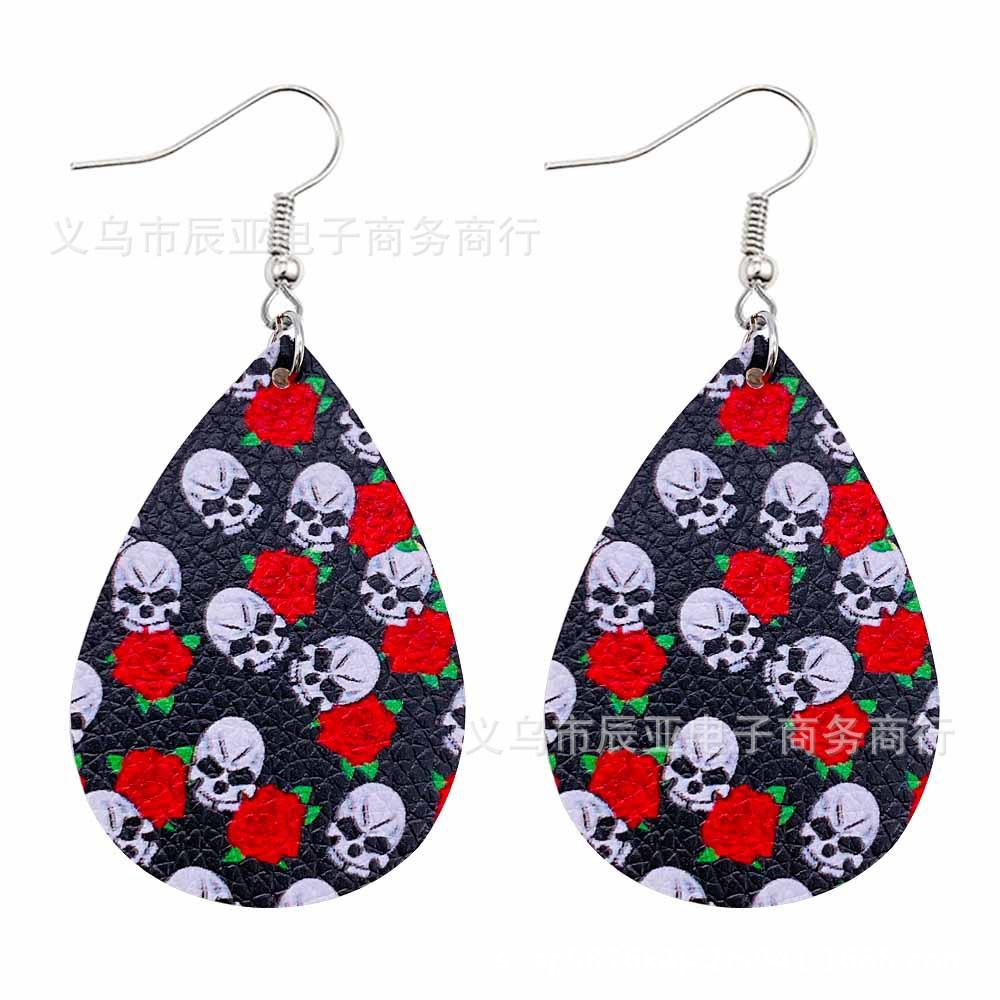 Happy Halloween Skeleton Spider Print Earrings 2 Sets
